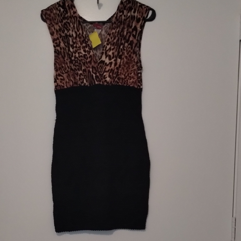 Indigo Brown and Black Bodycon Mini Dress